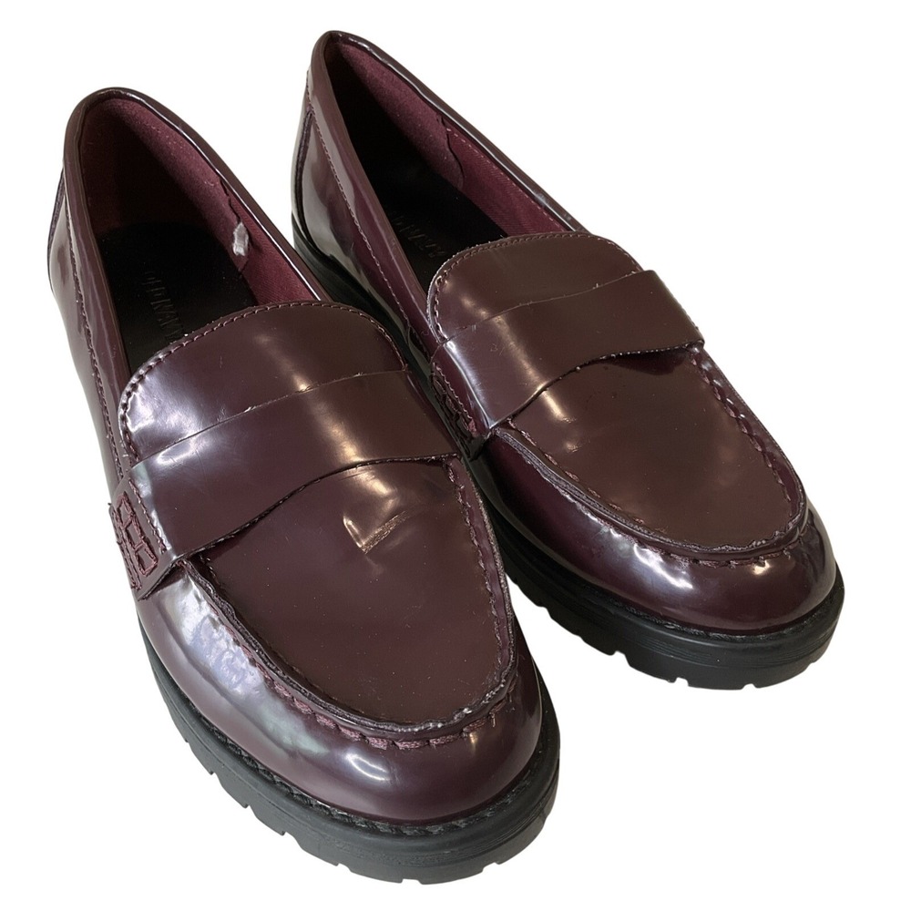 Chunky Lug Penny Loafer Oxblood Burgundy‎ Patent Leather Dark Academia Preppy 7